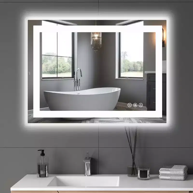 20x28 Inch LED Bathroom Mirror, Anti-Fog Vanity Mirror with Dual Light Modes, White