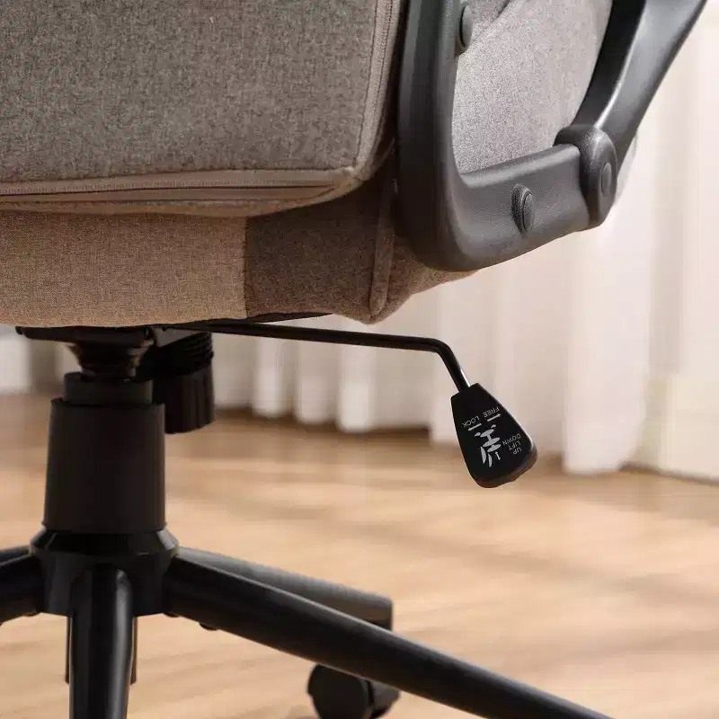 Swivel Gaming Chair Gray Upholstered Computer Desk Chair Adjustable Fixed Arms