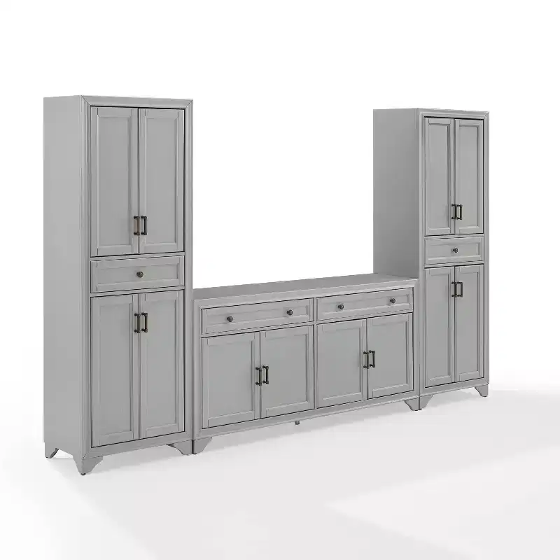 3pc Tara Sideboard and Pantry Set Distressed - Crosley