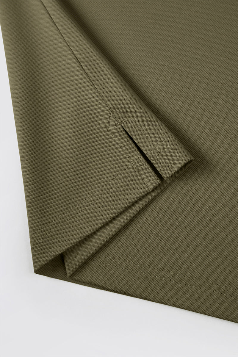 Pique Long Sleeve Polo – Olive