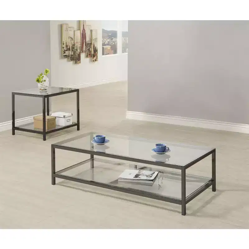 Coaster,Trini 2-piece Coffee and End Table Set Black Nickel