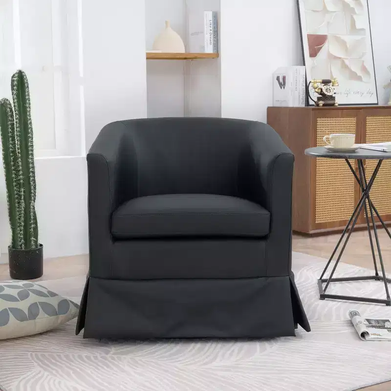 Okak 27.36 Wide Modern Fine Swivel Chair Accent Chair Cozy Soft Armchair With Thick Base Living Room Chair for Lounge Bedroom