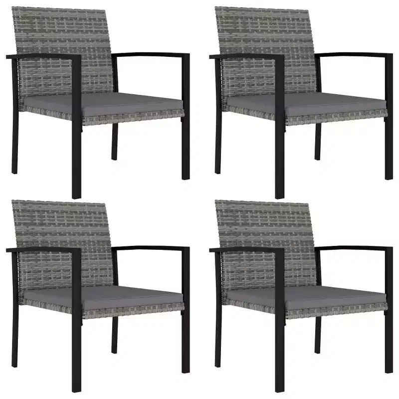 vidaXL Dining Set Poly rattan, powder-coated steel Medium
