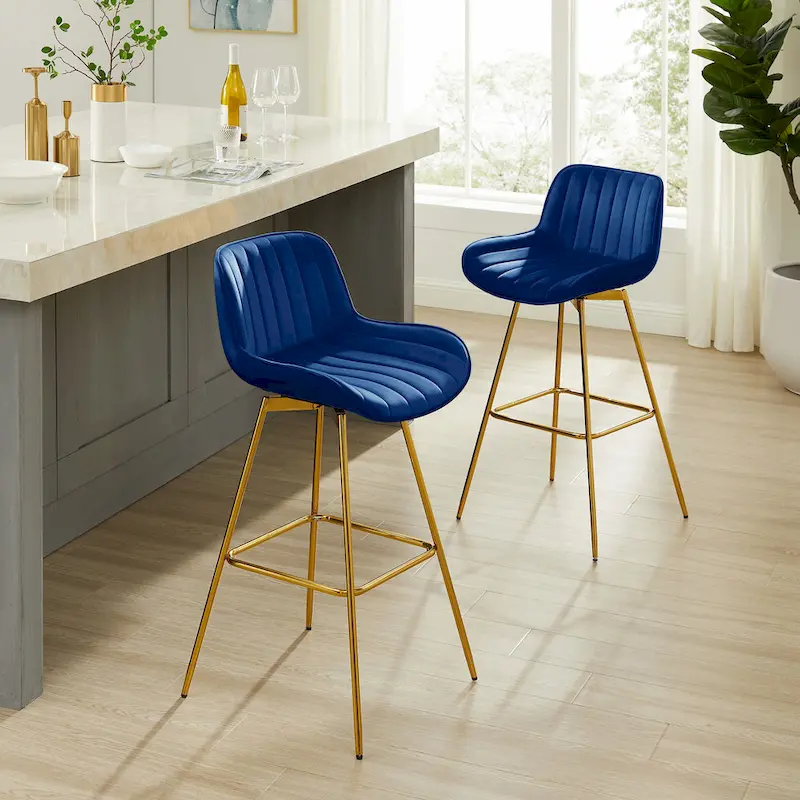 Swivel Velvet Bar Stools (of 2)