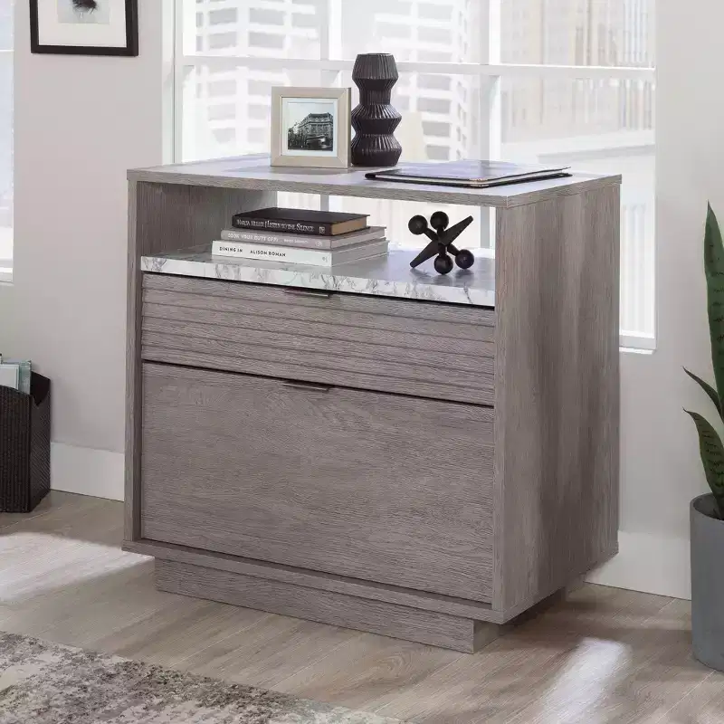 East Rock 2Drawer File Cabinet Ashen Oak - Sauder: MDF Frame, Paper Laminate Surface, CPSIA Certified