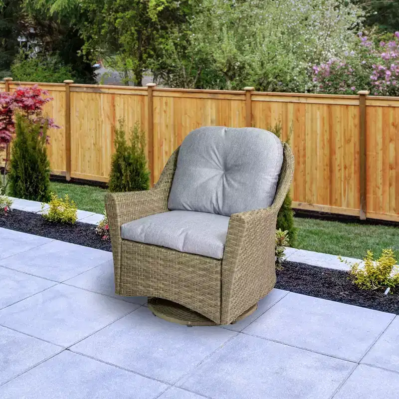 Northlight 34 Gray Resin Wicker Deep Seated Glider Chair with Gray Cushions