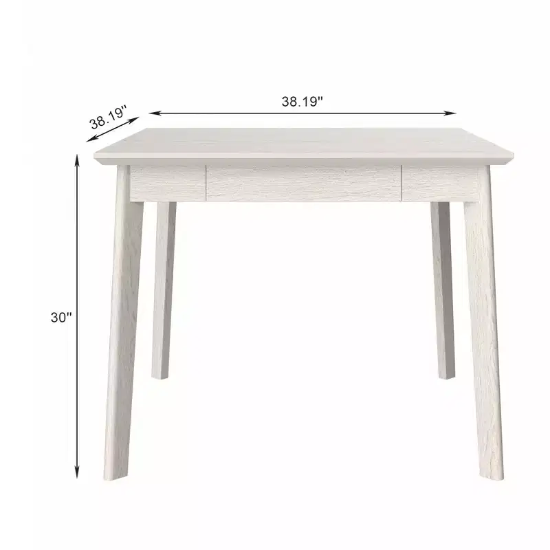 VECELO Farmhouse Style 5-Piece Dining Table Set for 4, Rubber Wood Square Table and 4 Upholstered Dining Chairs, Gray