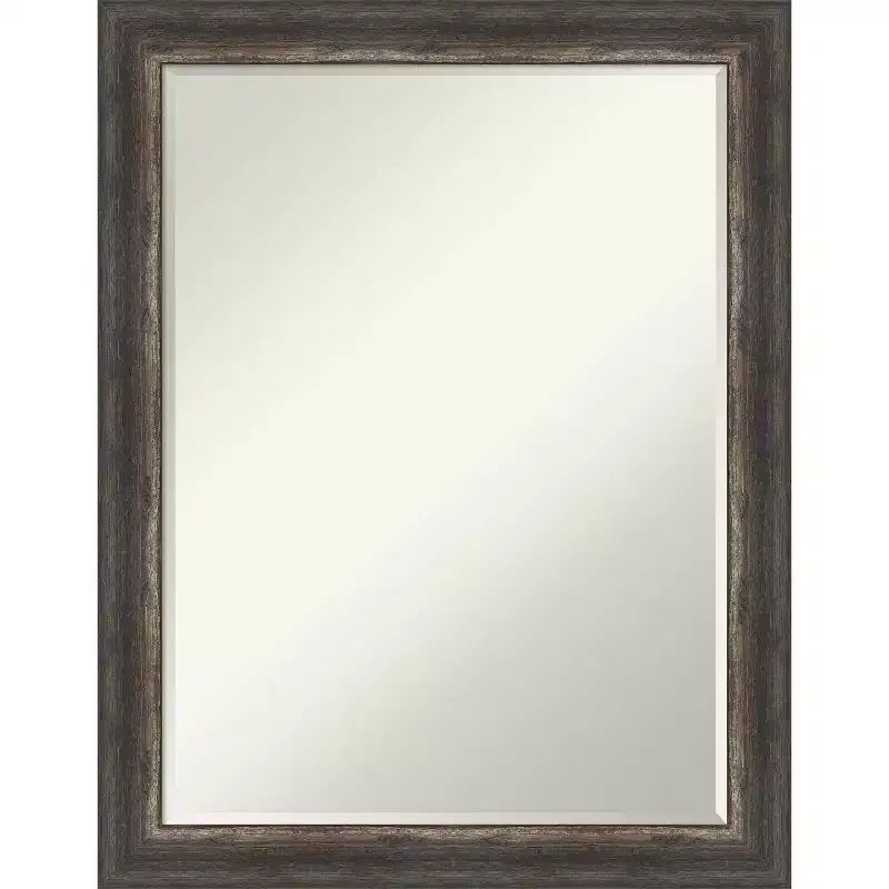 Bark Rustic Char Narrow Petite Bevel Bathroom Wall Mirror