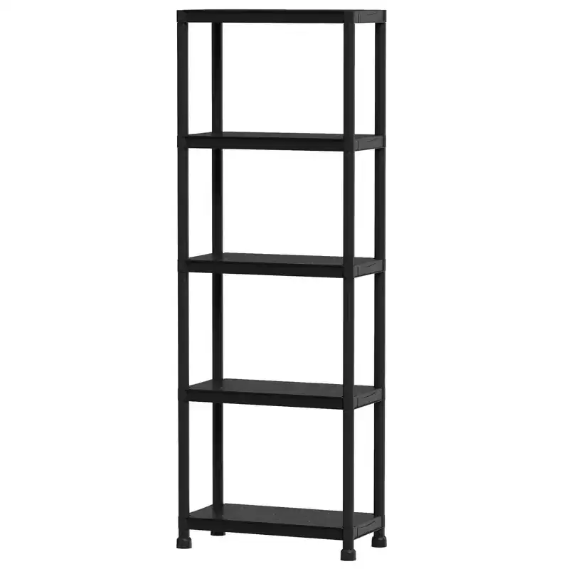Costway 1/2 PCS 3/4/5-Tier Heavy-Duty Plastic Storage Shelves, Multi-Use Organizer Rack for Pantry Black