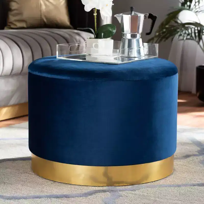 Marisa Velvet Upholstered Storage Ottoman - Baxton Studio