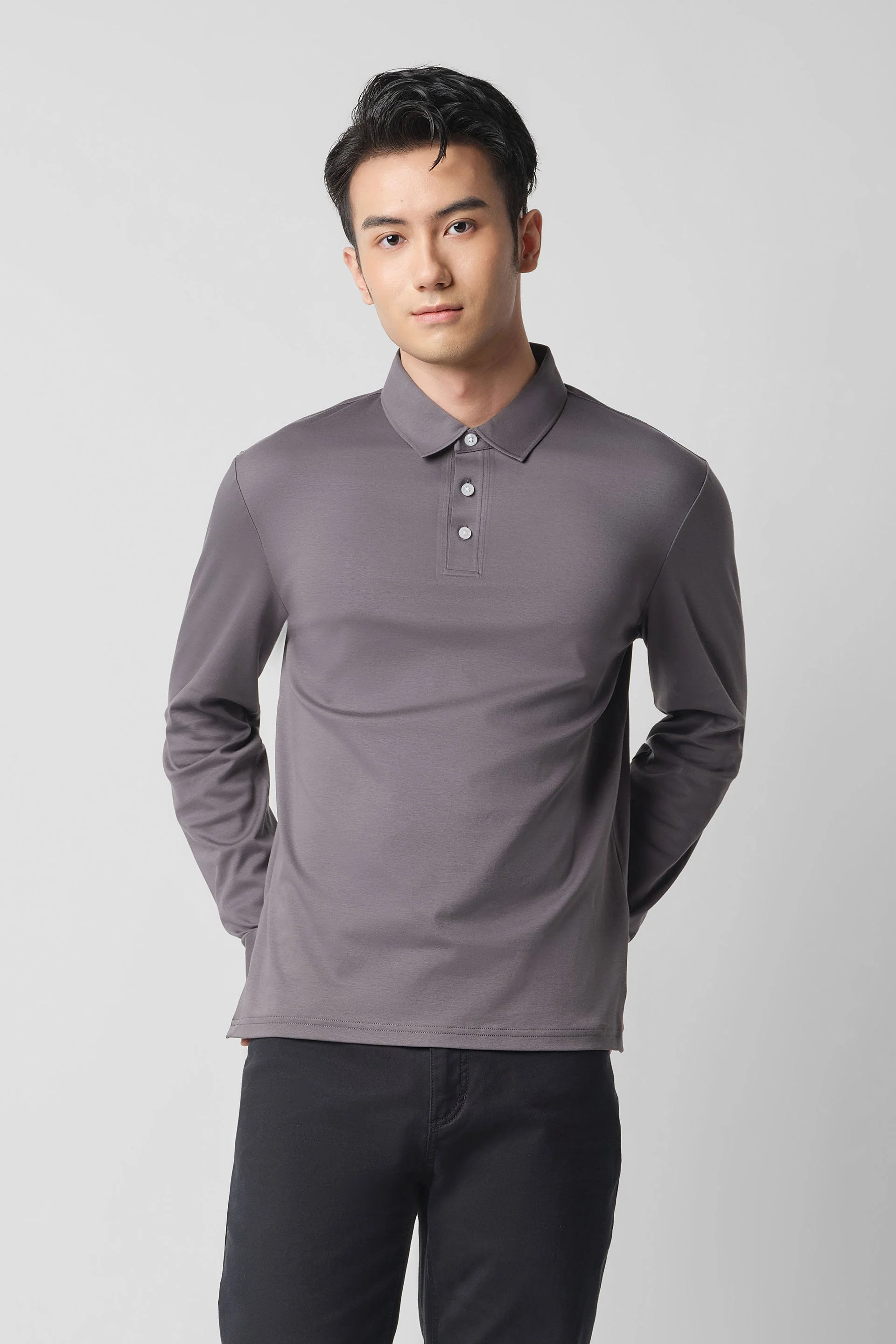 Long Sleeve Polo – Grey
