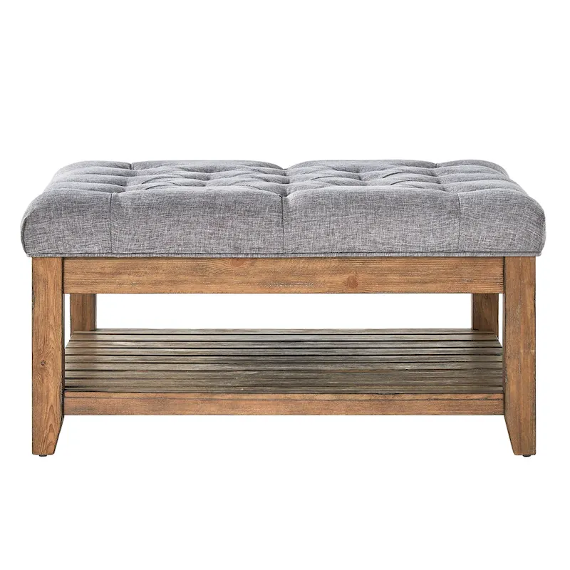 Lennon Pine Planked Ottoman Coffee Table by iNSPIRE Q Artisan