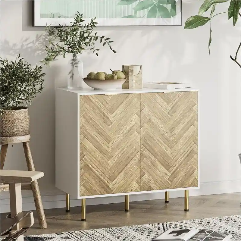 Sideboard Cabinet with Two Doors and Adjusting Feets for Living Room - 31.2D x 29.1W x 15.6H