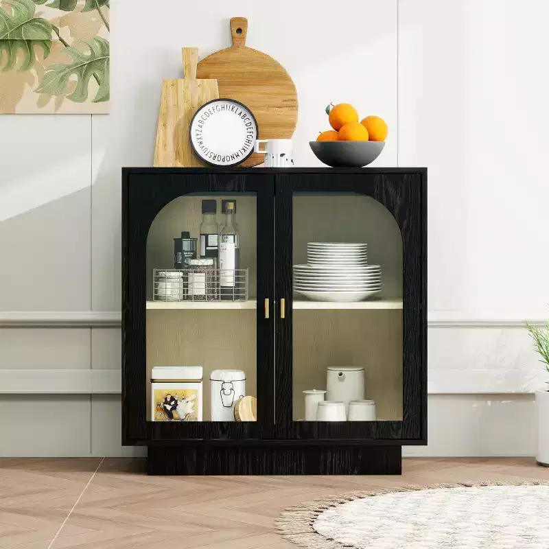 Veatch Modern Storage Cabinet with Acrylic Doors and Adjustable Shelf