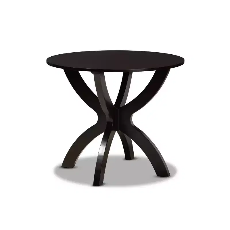 35 Tilde Wide Round Wood Dining Table - Baxton Studio