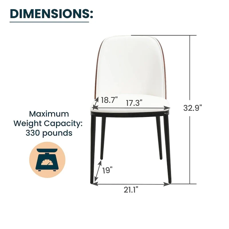 LeisureMod Tule Dining Side Chair with Upholstered Seat and Back
