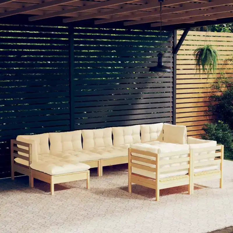 vidaXL Garden Lounge Set with Cushions in Solid Pinewood