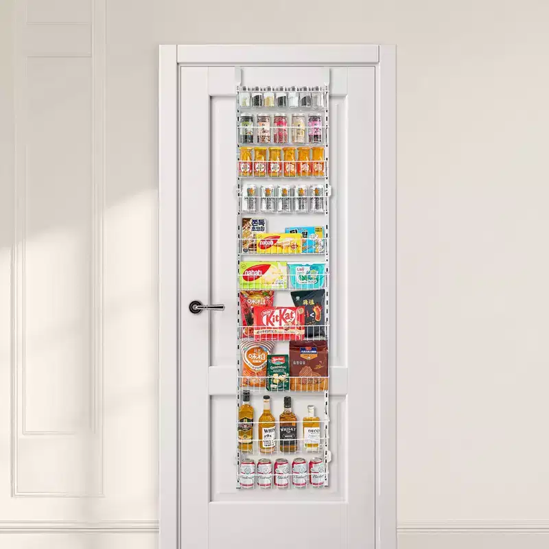 VEVOR Over the Door Pantry Organizer, 10-Tier Pantry Organization and Storage, Heavy-Duty Steel Hanging Spice Rack, White
