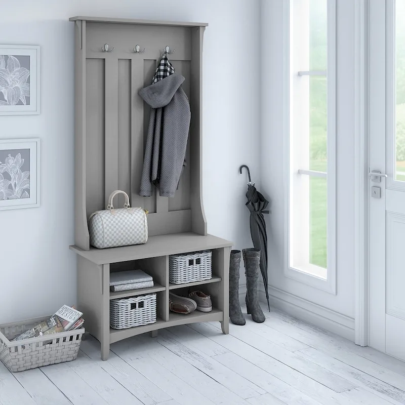 Salinas Hall Tree with Storage Bench in Cape Cod Gray - 31.73L x 15.75W x 68.12H