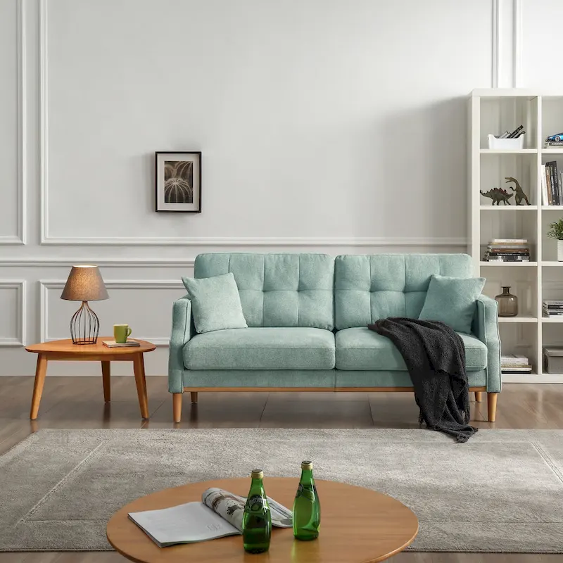 Upholstered Sofa with Waterproof Fabric and USB Charging Port