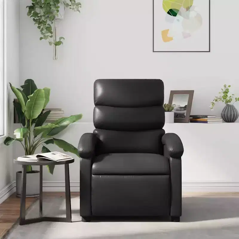 Black Faux Leather Massage Recliner Chair with Adjustable Backrest & Footrest