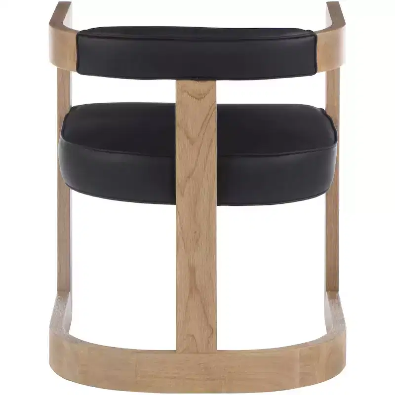 Vegan Leather Dining Chair with Wire Brushed Wood Frame