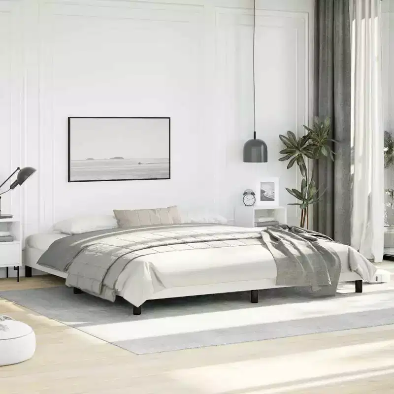 White Faux Leather King Bed Frame