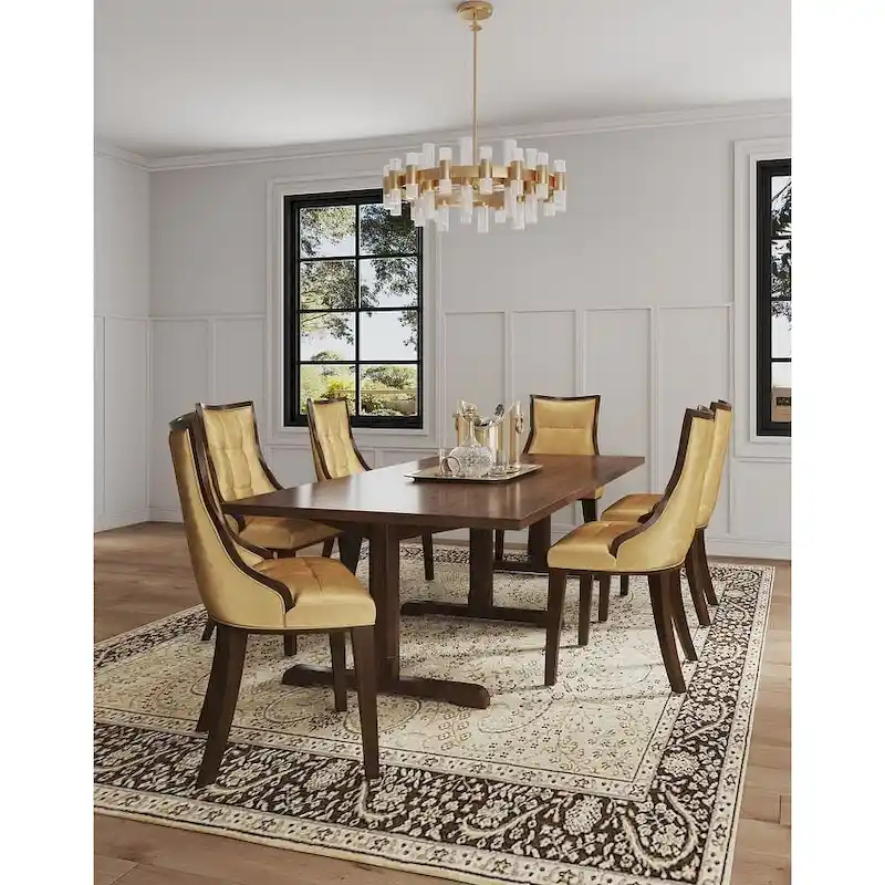 Fifth Avenue Cream and Walnut Faux Leather Dining Chair (Set of Two)