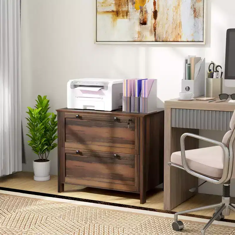 Lateral File Cabinet, 2 Drawer Filing Cabinet with Adjustable Hanging Bar for Letter, A4 and Legal Size