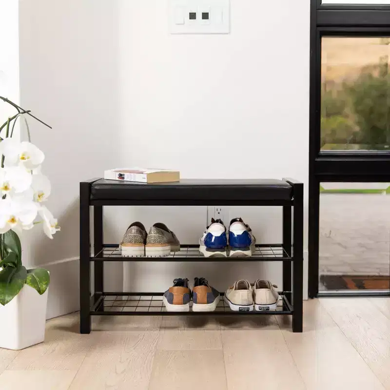 27 Leatherette Entryway 2 Racks Shoe Bench - Danya B.