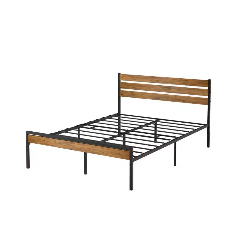 Twin Bed Frame with Wooden Headboard, Metal Slats, and Underbed Storage  Platform Bed Frame, No Box Spring Required, Sturdy Support for Bedroom