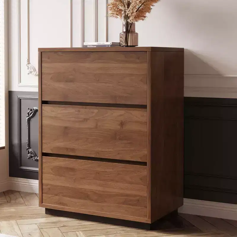 Luck Live Mid-Century Modern 3-drawer dressing table wooden bedside table for bedroom stackable storage cabinet for office