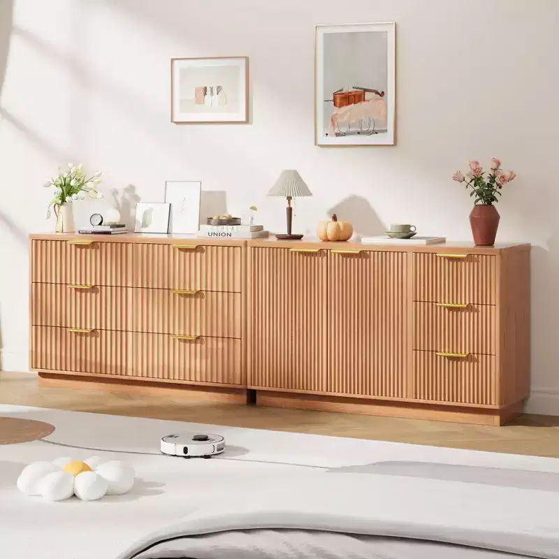 47 in Modern Sideboard Buffet Cabinet with Storage, Compact Wood Kitchen Cabinet with 3 Drawers & Shelf, Buffet Table for Dining Room Living Room