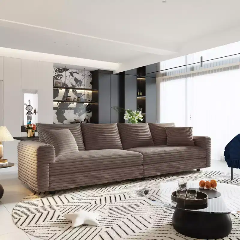 MAYEERTY Modern Comfy Upholstered Sofa Cloud Deep Seat Couches with Soft Pillows for Living Room Bedroom Office Brown