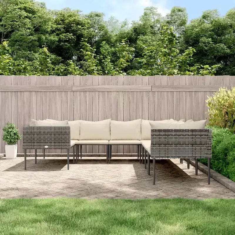 vidaXL Garden Lounge Set Grey PE rattan Large Modular