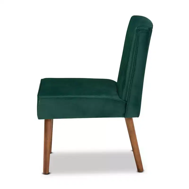 Velvet Upholstered and Wood Dining Chair -