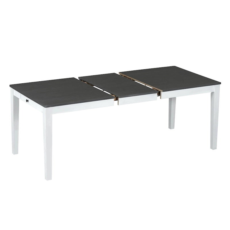 7 Pcs Dining Table Set, Solid Wood Table and Chairs Set with Extendable Dining Table, 2 Drawers and 6 Upholstered Chairs