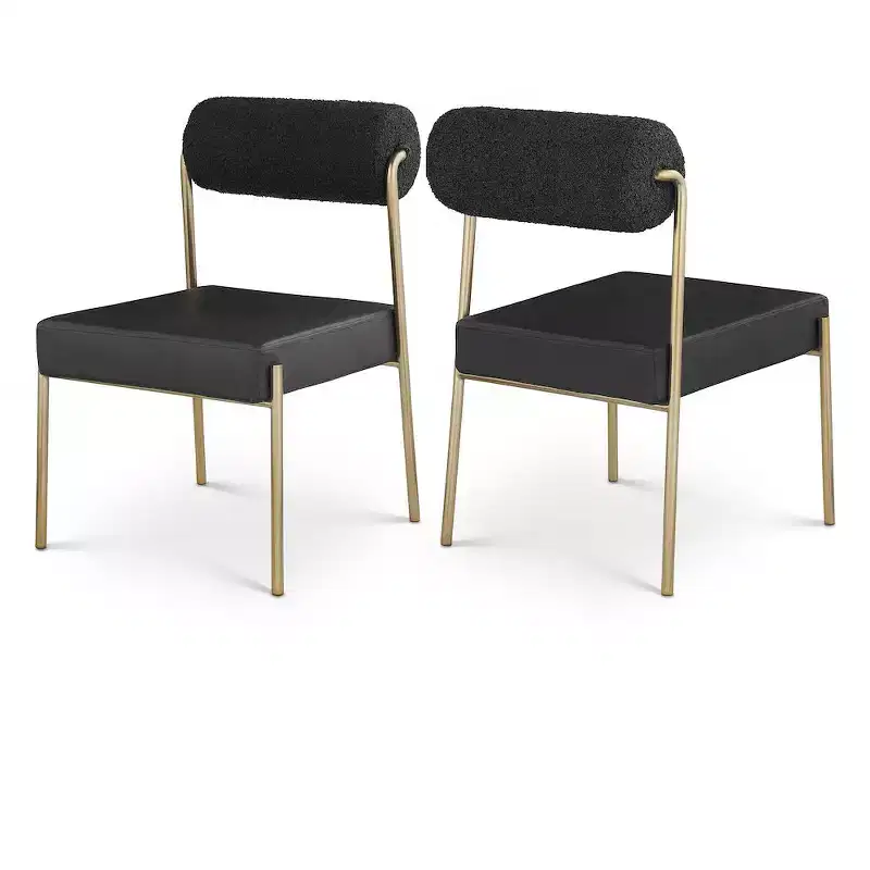 Carly Vegan Leather Seat / Boucle Fabric Back Dining Chair