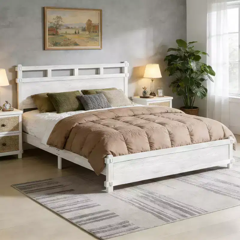 Christopher Knight Home Zelmira Farmhouse Rubberwood Grain Clearance Bed Frame