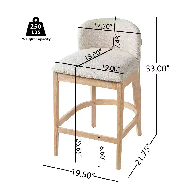 Christopher Knight Home Stephanie Farmhouse Rubberwood Upholstered Counter Stools with Curved Backrest (Set of 4)