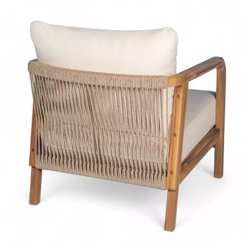 Christopher Knight Home Ivana Patio Woven Rope Acacia Wood Club Chair with Deep Cushions (Set of 2)