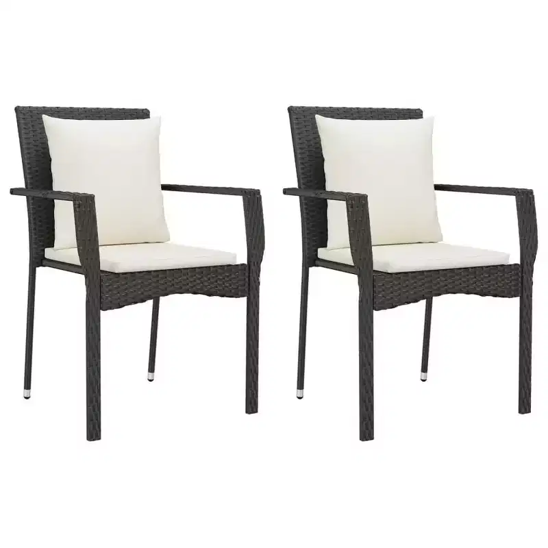 vidaXL Outdoor Garden Chair Set with Cushions - Poly Rattan - Multiple Colors