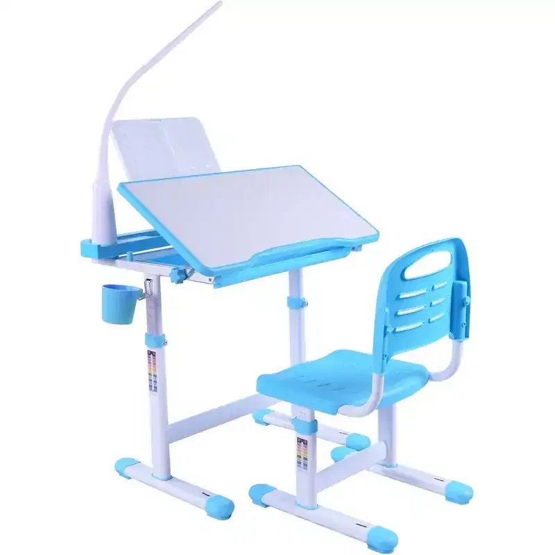 Whisen Kids Desk and Chair Set, Drafting Table Desk Set with Adjustable Height, 40-Degree Tiltable Children Desktop
