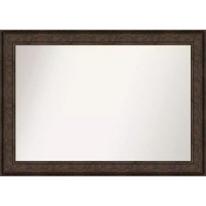 42" x 30" Non-Beveled Ridge Bronze Wall Mirror - Amanti Art: Rectangle, Polystyrene Frame, Includes Mounting Hardware