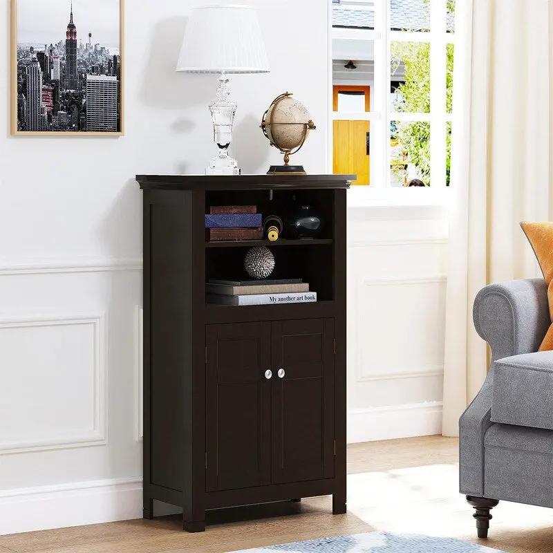 Freestanding Bathroom Cabinet with Doors and Adjustable Shelf - 11.81D x 23.62W x 37.2H