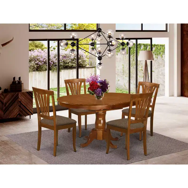Asian Hardwood Kitchen Dinette Table And Dining Chairs Set Saddle Brown Espresso