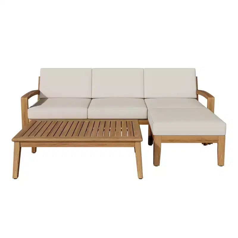Grenada 5pc Acacia Sectional Patio Sofa Set Teak - Christopher Knight Home: Weather-Resistant Outdoor Furniture Set