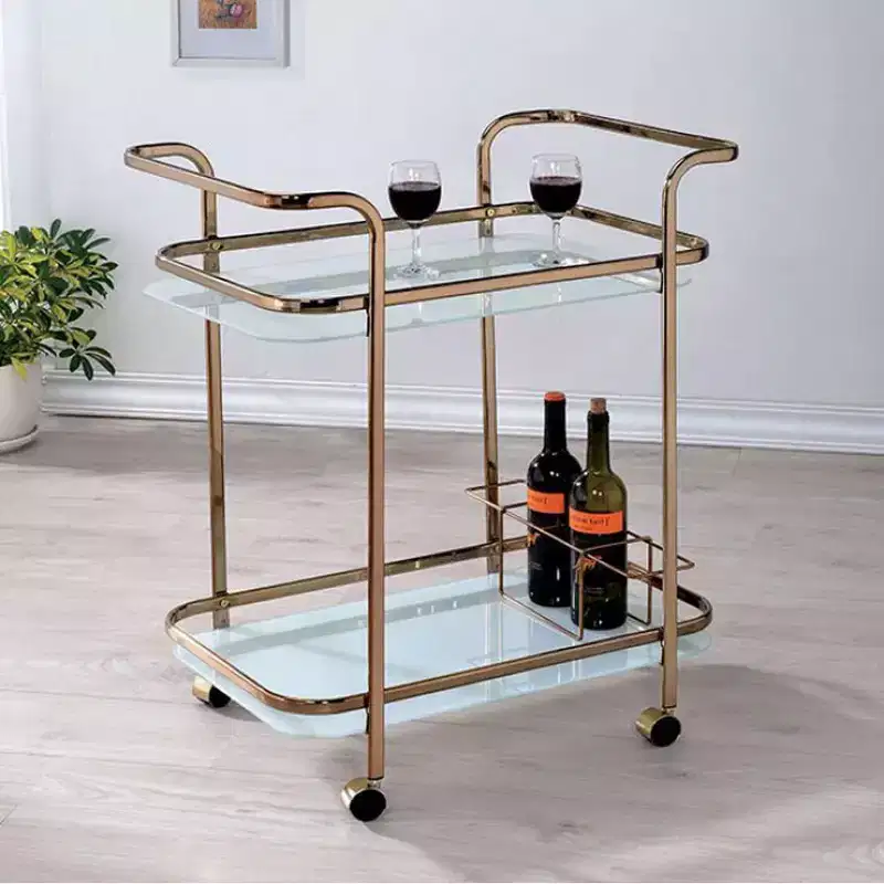 Royal Hampton Contemporary Serving Cart In Champagne Finish
