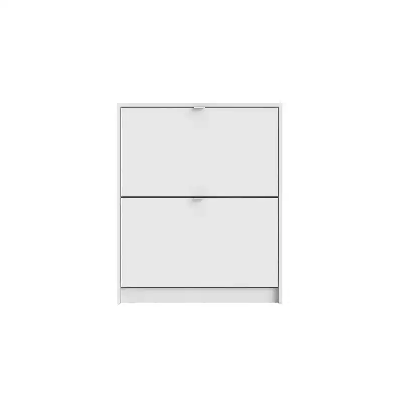 White / Black Matte 2-Drawer Shoe Cabinet – Holds 12 Pairs, 1 Person Assembly