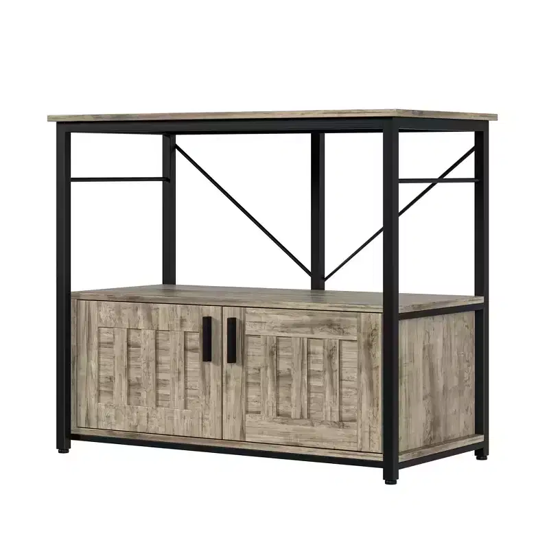 40-50 Gallon Aquarium Stand  Double-Tier Metal & Wood Storage, 660lbs Capacity, Adjustable Feet  Gray